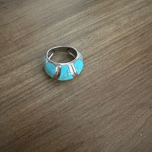 Turquoise Silver 925 Women's Ring #7 1/2 - Picture 2 of 4